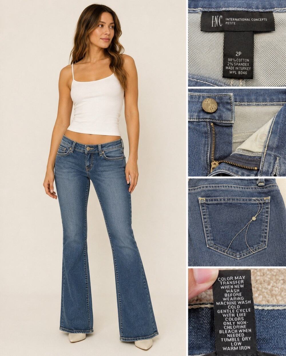 Y2K Indie Sleaze 2000s INC Low Rise Bootcut Jeans Size 2P Medium Wash Denim